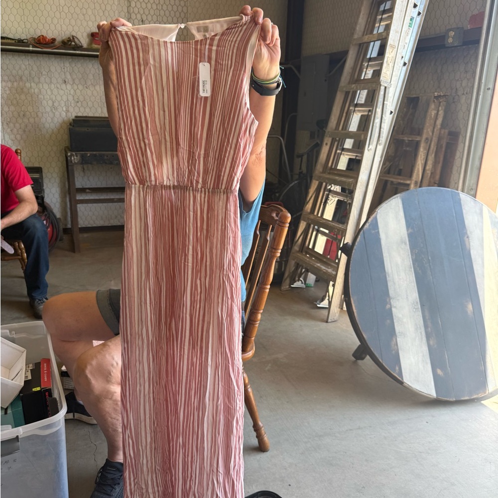Gibson Pink Pleated Sheath Maxi Dress
